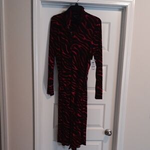 INC International Concepts Black and Red Long Sleeve Dress
